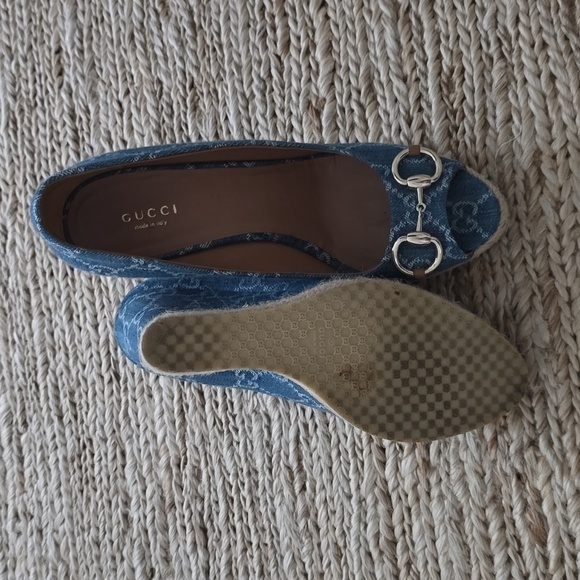 Gucci Wedges /  Blue Canvas Size 39 - Picture 3 of 5